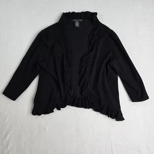 89th & Madison schwarze Strickjacke mit Rüschenbesatz vorne offen Shrug Jacke XL - Bild 1 von 9