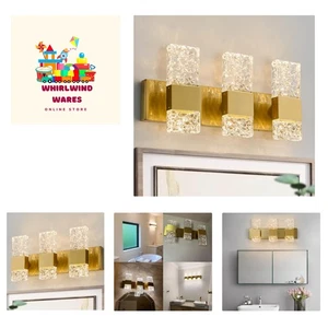 Energy Efficient 3-Light Brushed Gold Bathroom Vanity Light - Easy to Install - Picture 1 of 11