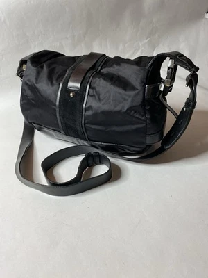 DKNY Black Nylon & Leather Shoulder Bag Crossbody Adjustable Strap Logo Hardware - Image 1 of 4