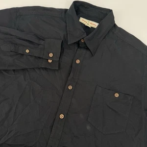 Tommy Bahama Herren Gr. M Langarm Holz Button Down Schwarz Hemd 100% Seide - Bild 1 von 8