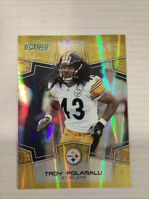 2008 Score  Select Gold Zone Insert #/50 Troy Polamalu Pittsburgh Steelers #258 - Image 1 of 4