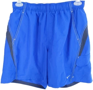 Nike Swim Trunks Shorts Men's Large Blue Black Elastic Waist - Picture 1 of 12