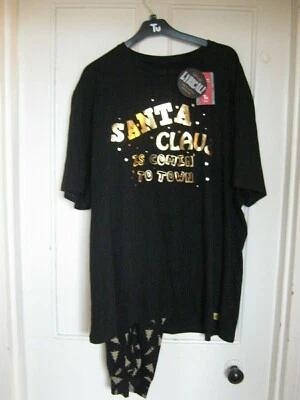 MENS TU BLACK/GOLD CHRISTMAS PYJAMAS PJ SET SHORT SLEEVE/LONG LEG SIZE XXL BNWT - Image 1 of 4