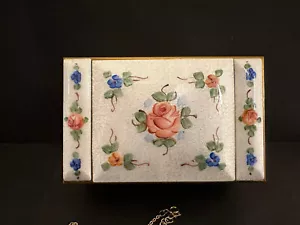 Antique Rare Guilloche Enamel Tiered Jewelry Box, Trinket Box w/Matching Pendant - Picture 1 of 24