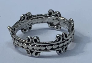 Vintage Sterling Silver 925 Medieval Crown Band Ball Ring Size 5.75 C31 - Picture 1 of 4