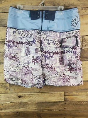 Bañador Zoo York Falta Cuerdas Azul Púrpura Blanco 33 Cintura 34" Entrepierna 9" Foto 1 de 4