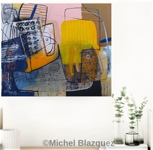 MICHEL BLAZQUEZ. ORIGINAL PAINTING ON STRETCHING CANVAS 20x16 inches. Cuban art - Picture 1 of 6