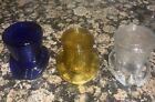 3 Top Hat Ashtrays Vintage Depression Glass Cobalt Blue & Amber & Clear