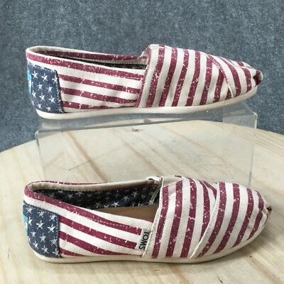 Туфли женские Toms 5,5 с американским флагом плоские мокасины без шнуровки разноцветные холщовые - Изображение 1 из 4