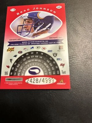 B15 #116, Brad Johnson, Minnesota Vikings, 1997 Pinnacle Totally Certified/4999 - Image 1 of 3