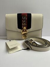 Brand New Gucci Sylvie Belt Bag White Leather Size 85 Calfskin Leather
