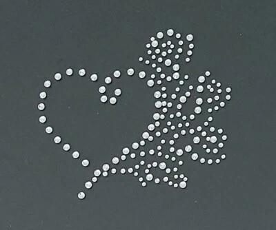 Hotfix Strass Bügelbild Motiv Rosenherz Glasstrass Applikation zum aufbügeln  - Bild 1 von 4