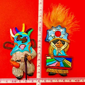 ECUADOR / JUEGO DE 2 IMANES DE CERÁMICA HECHOS A MANO NEVERA / RECUERDO - Imagen 1 de 11