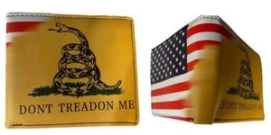 Bi-Fold Faux Leather Wallet Don't Tread On Me / American Flag - Picture 1 of 1