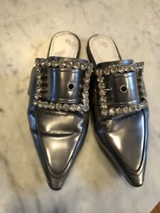 Margiela silver mules with large buckles