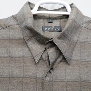 GILLIO Vintage Long Sleeve Plaid Cotton Button Down Men's Casual Shirt Large - Picture 1 of 10