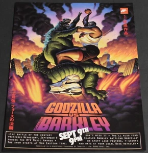 1992 Print Ad Godzilla vs Charles Barkley Nike Air Basketball Shoe Art Japan - Picture 1 of 1