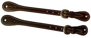 Ord River Western Leather  Stitched Spur Straps Pair Brown