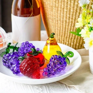 1X Crystal Glass Grape Ornament Dining Table Wine Cabinet Fruit Decor Prop Shiny - Picture 1 of 13