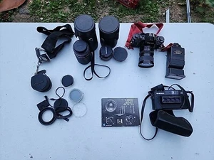 Vintage camera lot untested, Nimslo, Canon A-1 + Add Ons. As Is. J31 - Picture 1 of 16