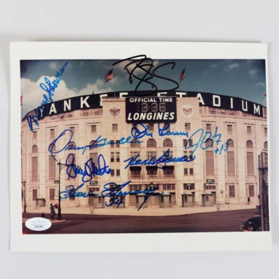 Yankees Signed Photo 8x10 (8) Don Larsen, Goose Gossage, etc. - COA JSA - Image 1 of 4
