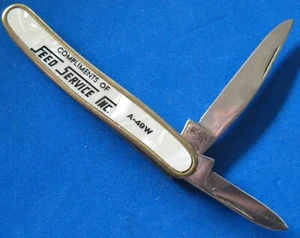 Vintage Colonial 2 Blade Pocket Knife Compliments of Feed Services Inc. - Picture 1 of 9