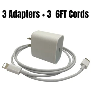 For iPhone 14 13 12 11 XR 8  20W USB-C Power Adapter Block PD Fast Charger Cable - Picture 1 of 17