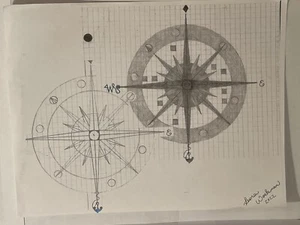 Wall Art Contemporary Print-Shaded Compass. 11X8.5 print - Picture 1 of 2