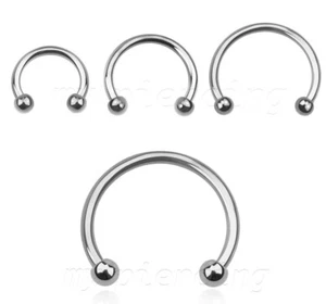 PAIR 20G 2mm Ball Surgical Steel Horseshoe Circular Barbell Ear Nose Septum Ring - Picture 1 of 2