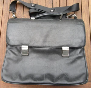 Ledertasche Aktentasche Lehrertasche Schule schwarz Leonard Heyden 42x 30x14cm - Bild 1 von 11