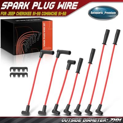 Juego de 7 cables de bujía para Jeep Cherokee 1991-1999 Comanche 1991-1992 Wrangler Foto 1 de 4