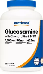 Nutricost Glucosamine 1800mg with Chondroitin & MSM, 240 Tablets, 120 Servings - Picture 1 of 5