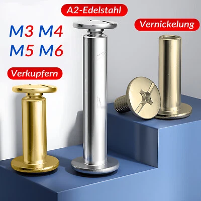 GOO BETTER Buchschrauben Buchnieten Schraubnieten Chicago-Schrauben vermessingt vernickelt