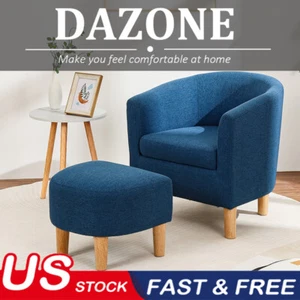 Upholstered Single Sofa Accent Arm Chair W/ Ottoman Club Chair for Living Room - Picture 1 of 12