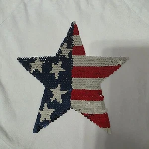 Cat & Jack Red White and Blue Sequin Star White Tee, Small (6/6X) - Picture 1 of 5