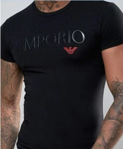 Camiseta Emporio Armani negra para hombre logotipo grande talla M*L*XL*XXL*3XL nueva - Imagen 1 de 6