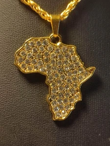 Afrika Kontinent Halskette in Gold viele Steine Statement schön und elegant - Picture 1 of 6
