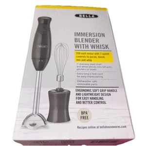 **New** Bella Immersion Hand Blender with Whisk 250W 2 Speed Controls - Black - Picture 1 of 3