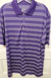 Nike Tour Performance Polo Purple Striped Dry Fit Size Large WCC Berry Cup Shirt - Picture 1 of 8
