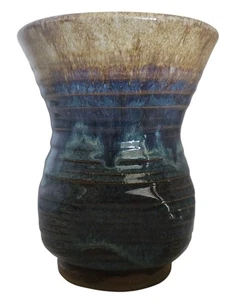 Steve Helgeson STUDIO Steinzeug Keramik braun/blau ombre Künstler signiert USA  - Bild 1 von 10