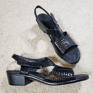 SAS Women’s Tripad Comfort Suntimer Black Sandals Size 12 Heel Strap Patent Croc - Picture 1 of 12