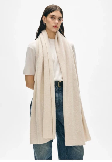NWD White + Warren 100% Cashmere Travel Wrap Scarf Natural Heather 81'' x 36'' - Image 1 of 4