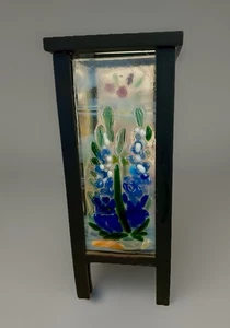 Handmade Fused Art Glass Candle Holder  4 Sided 4 Texas Floral Seasons 9x3 In - Picture 1 of 18