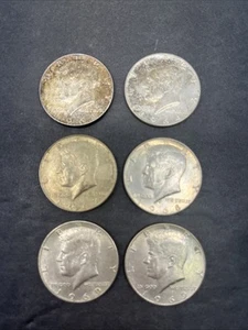 Lotto di 6 mezzo dollaro Kennedy -1964,64,67,68-D, 69-D, 69-D - Foto 1 di 15