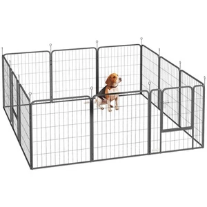 Bolígrafo para perros PawHut, bolígrafo para cachorros de 12 paneles para perros medianos, 80 cm de alto, negro - Imagen 1 de 11