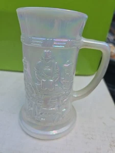 Federal Stein Milk Glass Iridescent Tankard Tavern Bar Scene 1950s Vintage - Picture 1 of 7