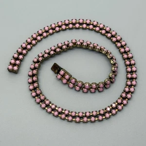 Collar cadena niños - pedrería rosa - Gablonz vintage antiguo - muy corto aprox. 38 cm - Imagen 1 de 4