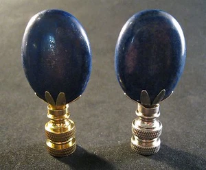 Stone Lamp Finial-LAPIS LAZULI W/AB, PB or Satin Nickel Base (1-PC.) - Picture 1 of 16
