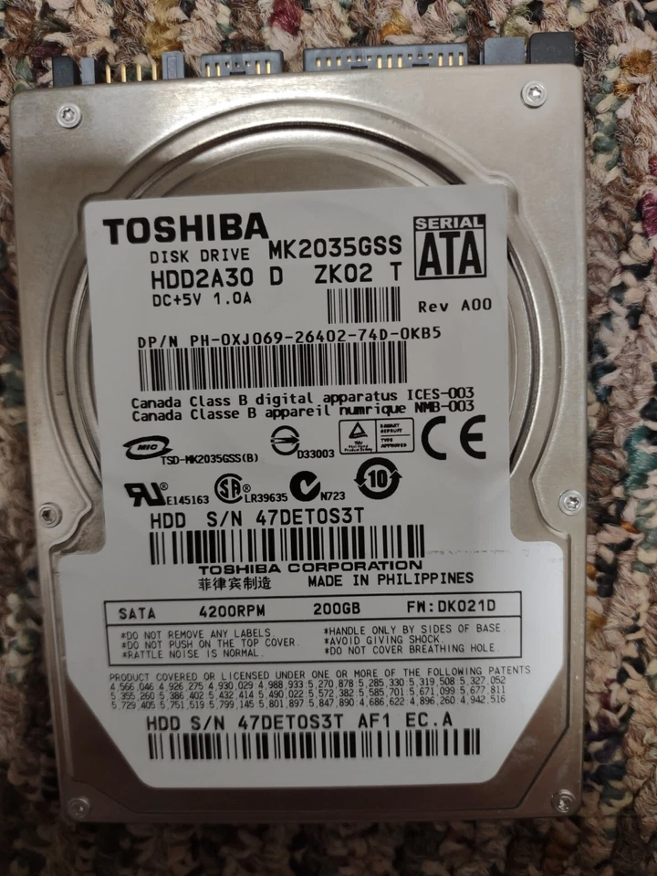 Toshiba HDD2A30 200GB Internal 4200RPM 2.5" (MK2035GSS) HDD - Image 1 of 1