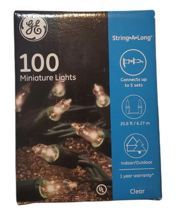 4x GE 100 Clear Miniature Lights String a Long Christmas Wedding Party 20.6 FT